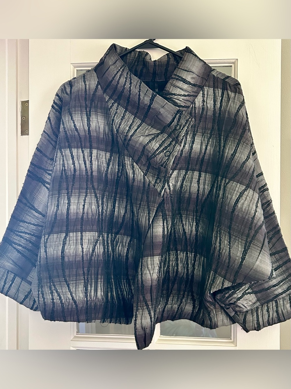 Luukaa Designer Jacket Avant Garde Black Gray Dark Purple Snaps  Asymmetrical 12